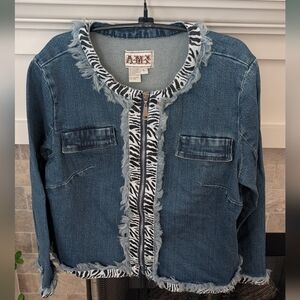 Women's Denim Jacket with Zebra Trim